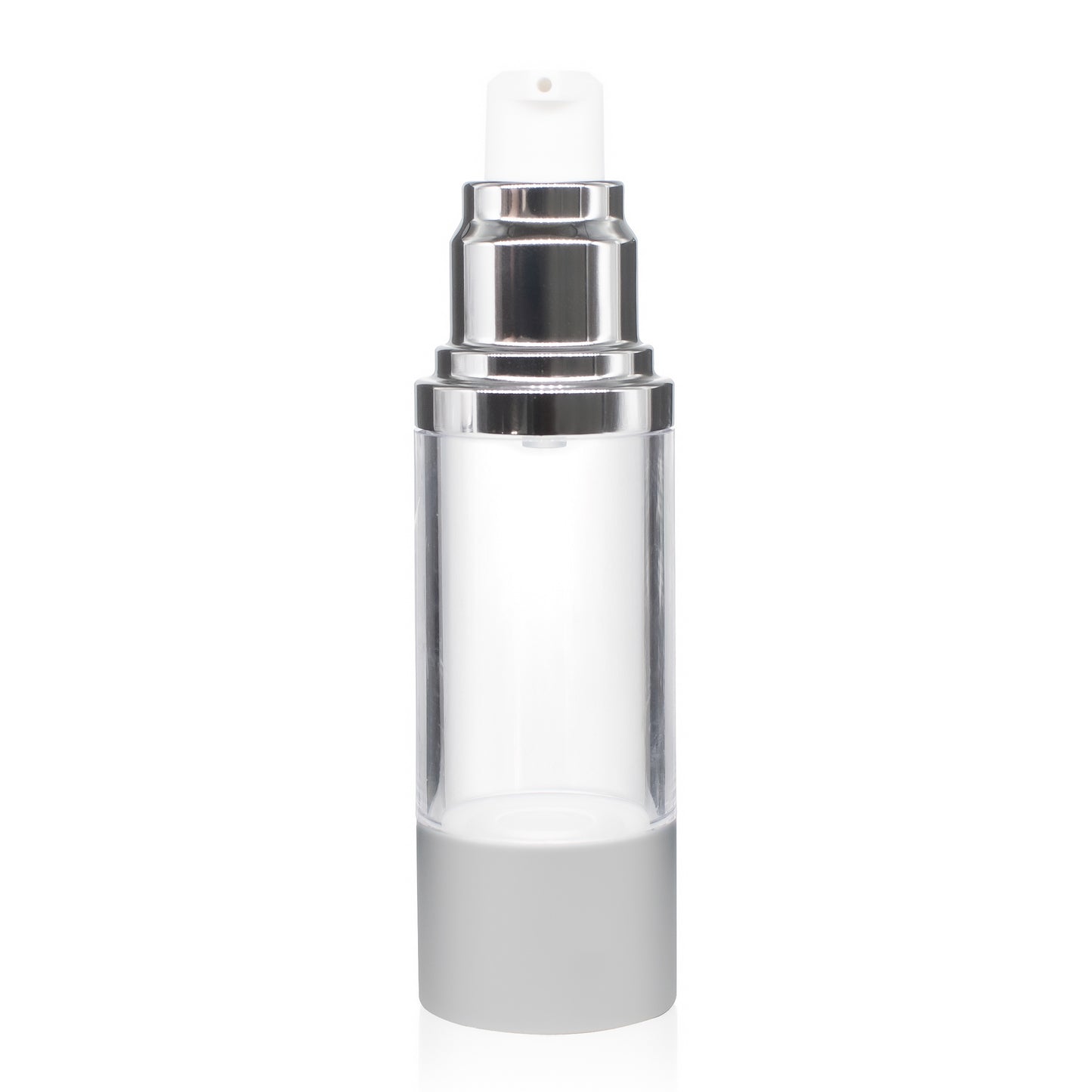 30 ml Clear Styrene Plastic Bottle with Silver Airless Pump and Cap (Set) Cosmetic Wholesale Bulk Packaging FH packaging