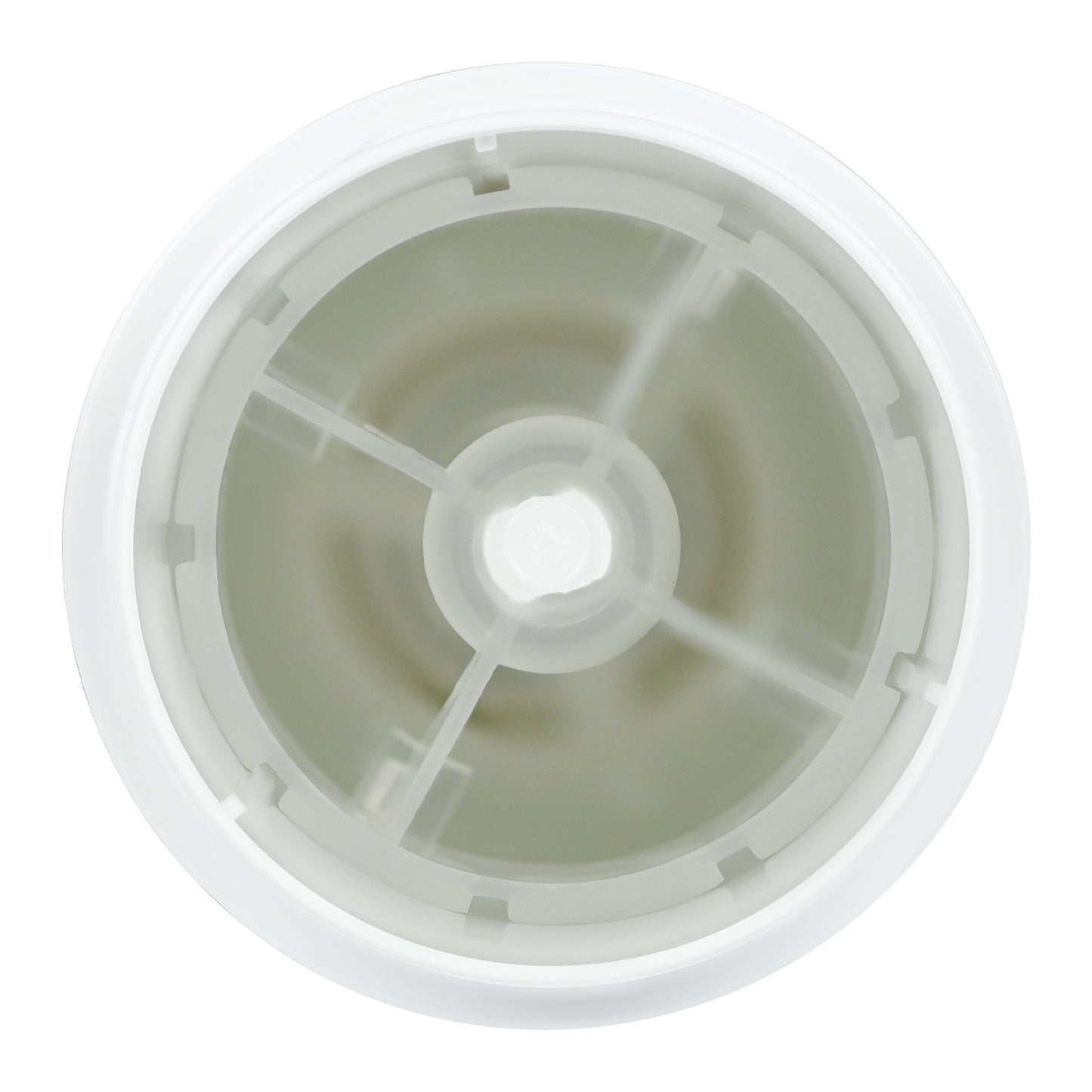 75g White Plastic Twist Up Solid Stick with White Screw Cap & Disc, inside view