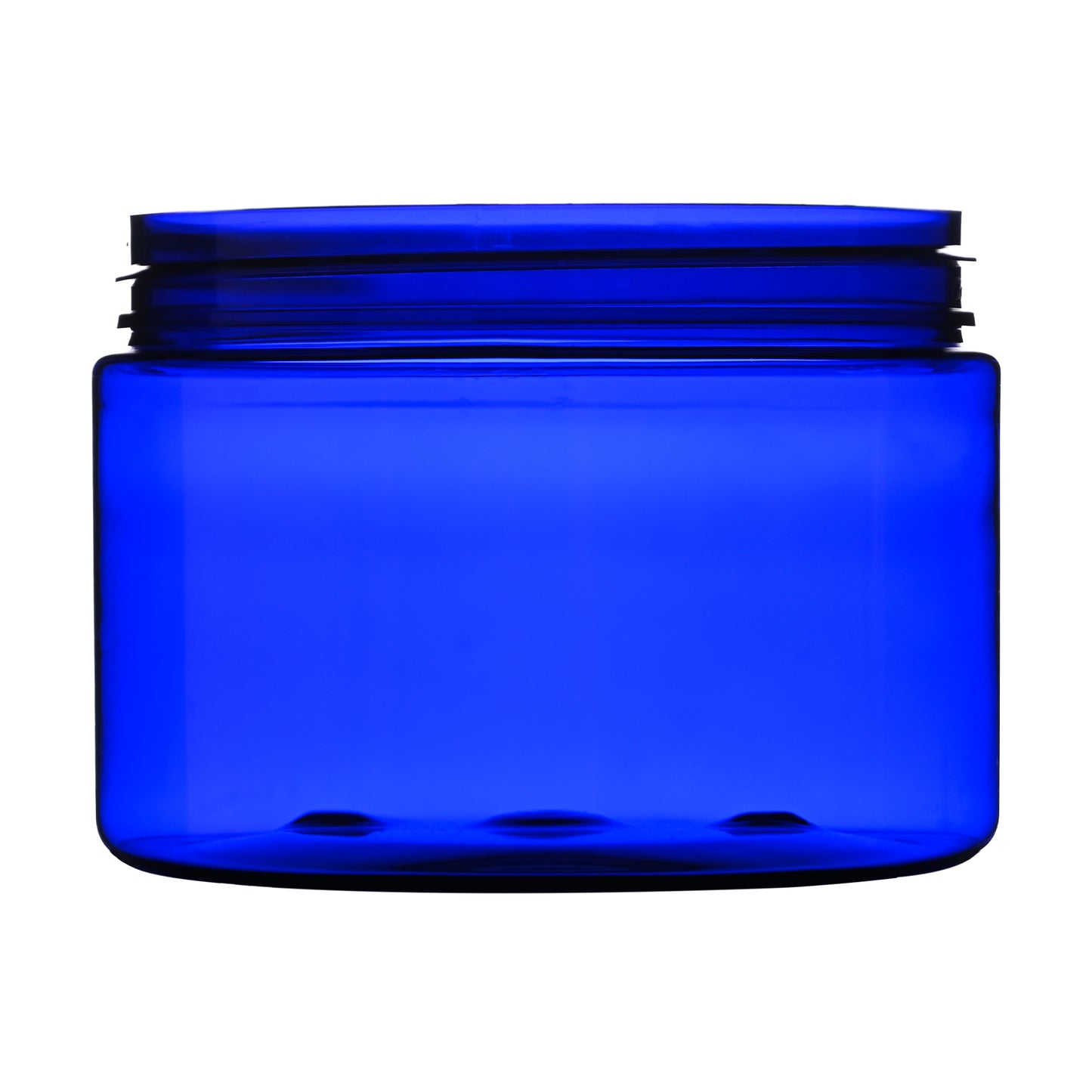 12 oz Cobalt Blue PET Straight Sided Jars 89-400 Neck Finish side view