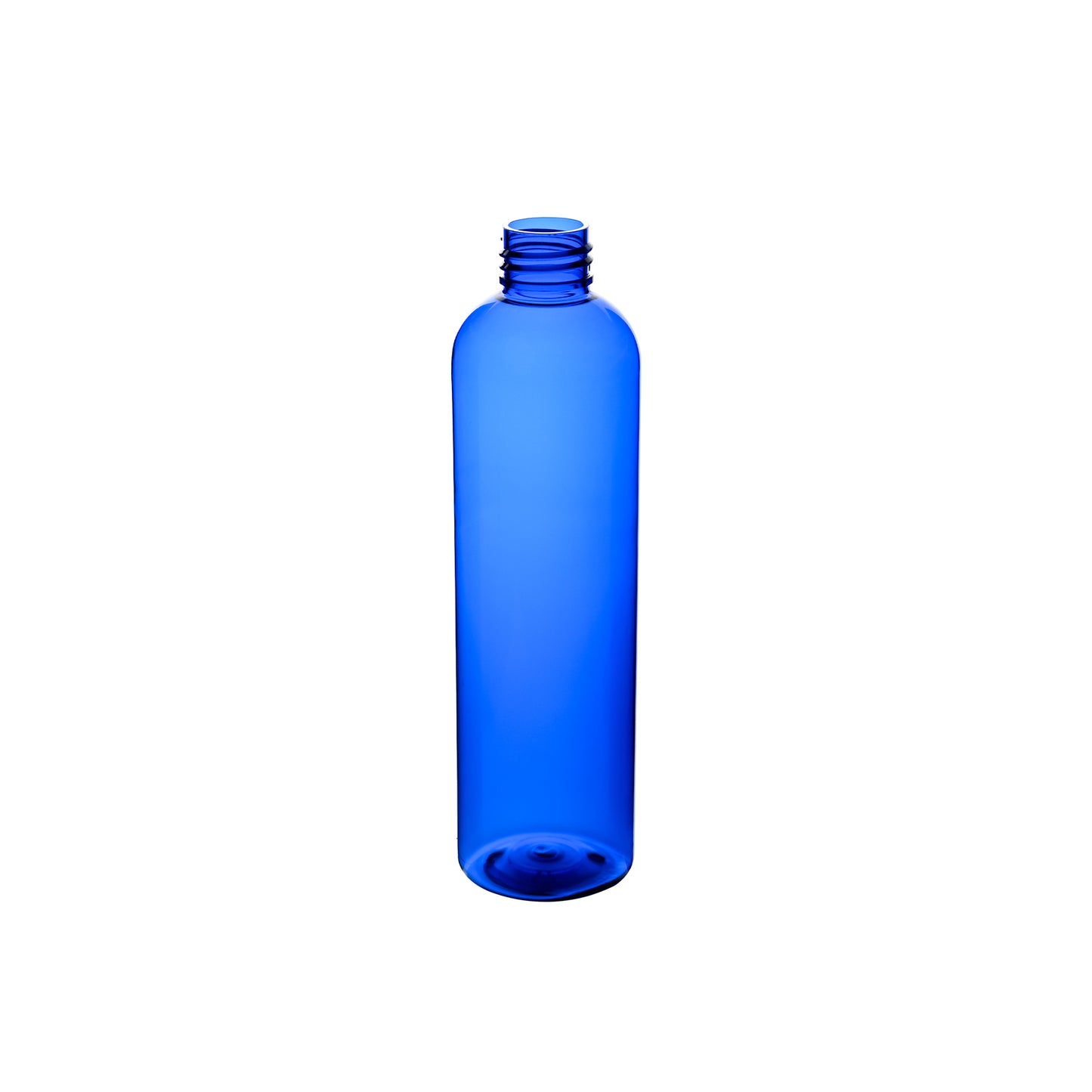 8 oz Cobalt Blue PET Cosmo Round Bottle 24-410 Neck Finish
