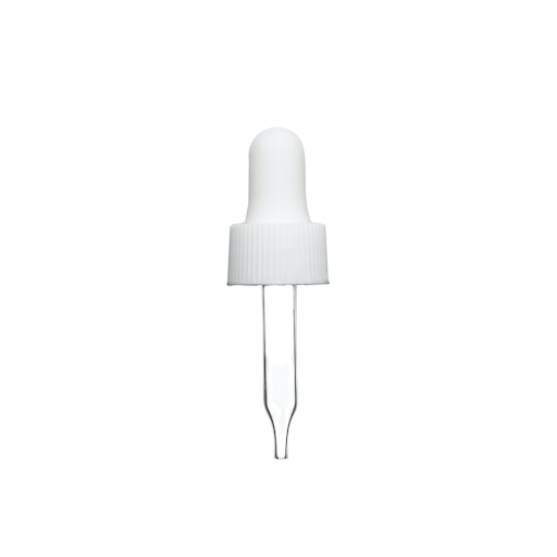 18-400 White Glass Dropper (48mm) (Ribbed)