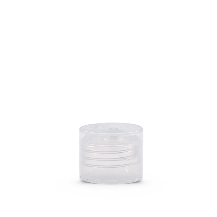 Clear Polypropylene 24-410 Smooth Skirt Hinged Flip Top Dispensing Cap Closed