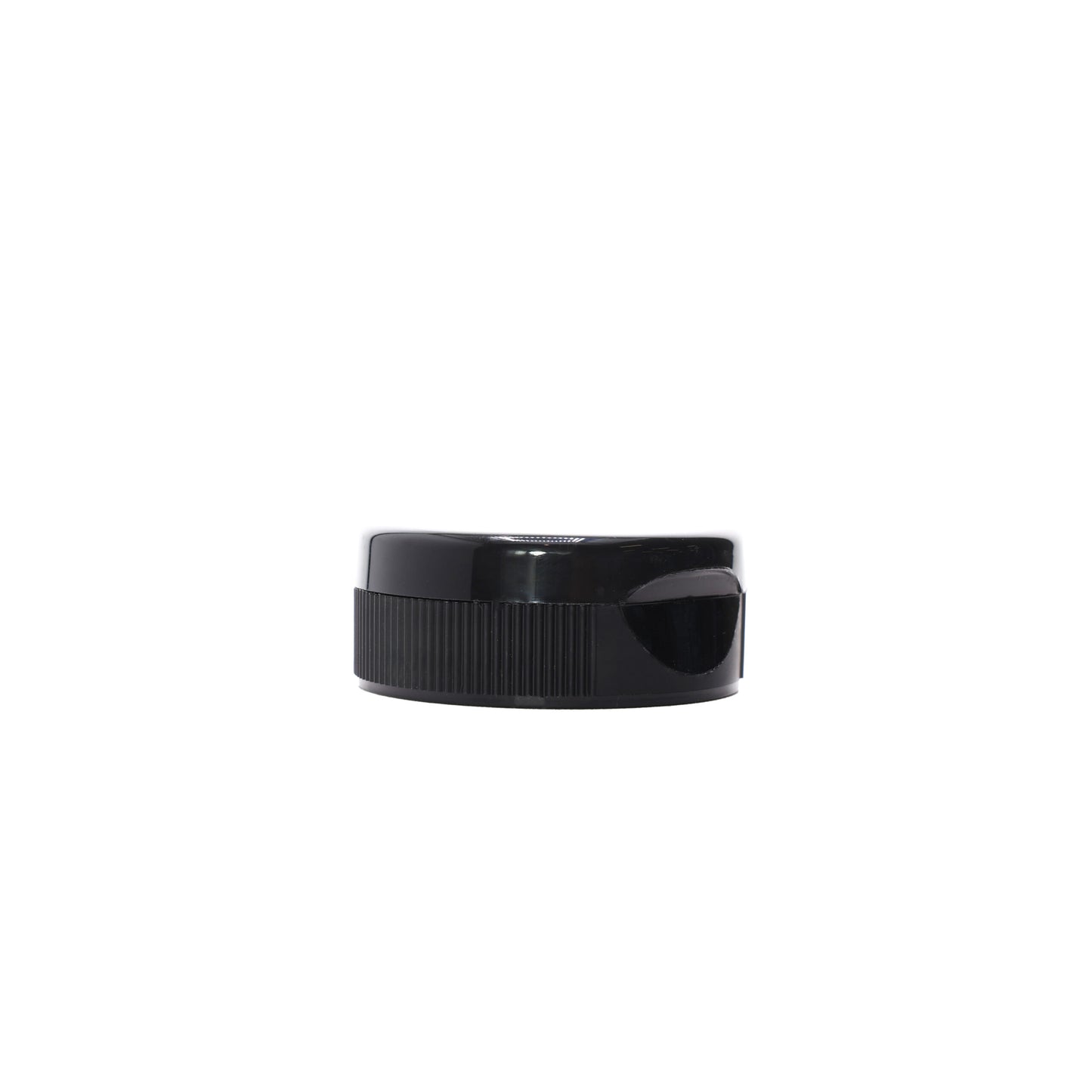 Closed cap view of 38-400 Black PP Plastic Ribbed Flip Top Spice Cap