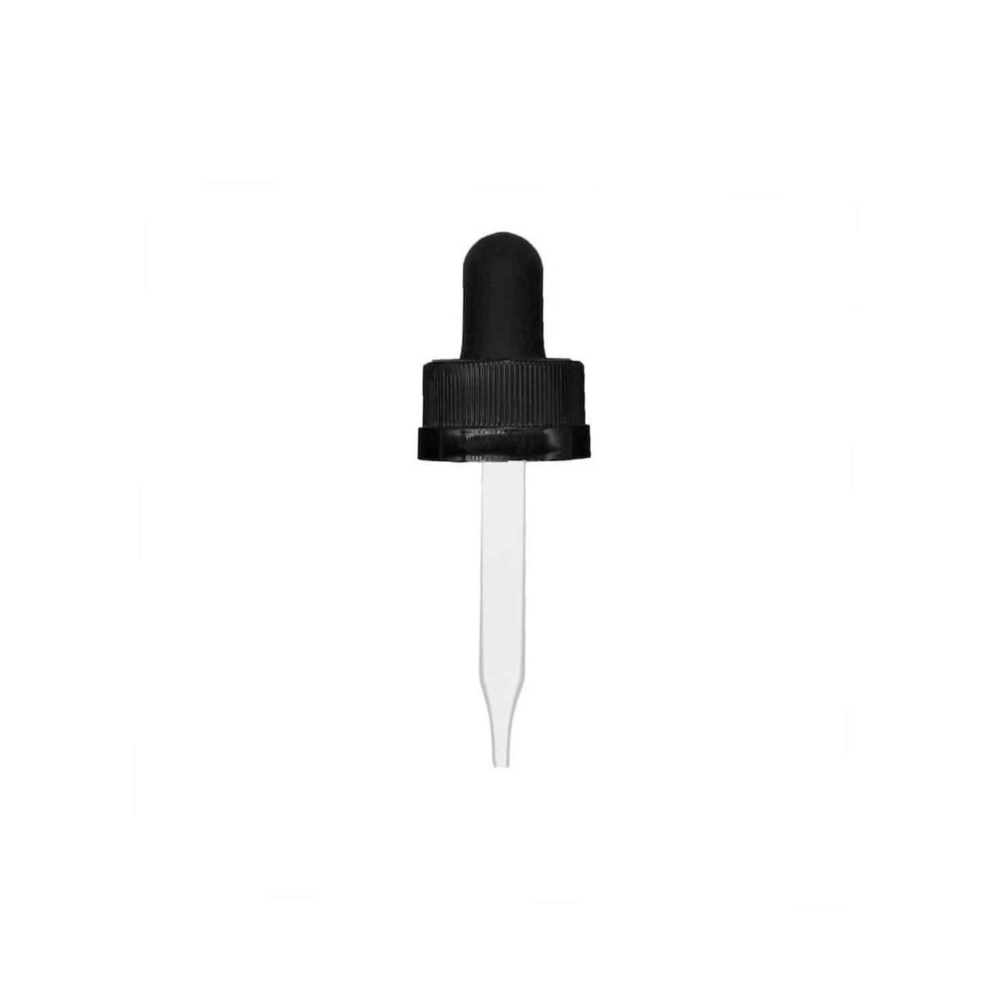 18-400 Black PP Plastic Child Resistant Dropper with 58 mm Straight Glass Pipette