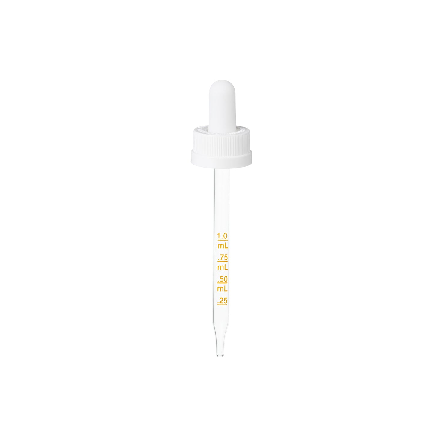 20-400 White PP Plastic Child Resistant Dropper with Long Bulb 91 mm Straight Medical Graduated Glass Pipette