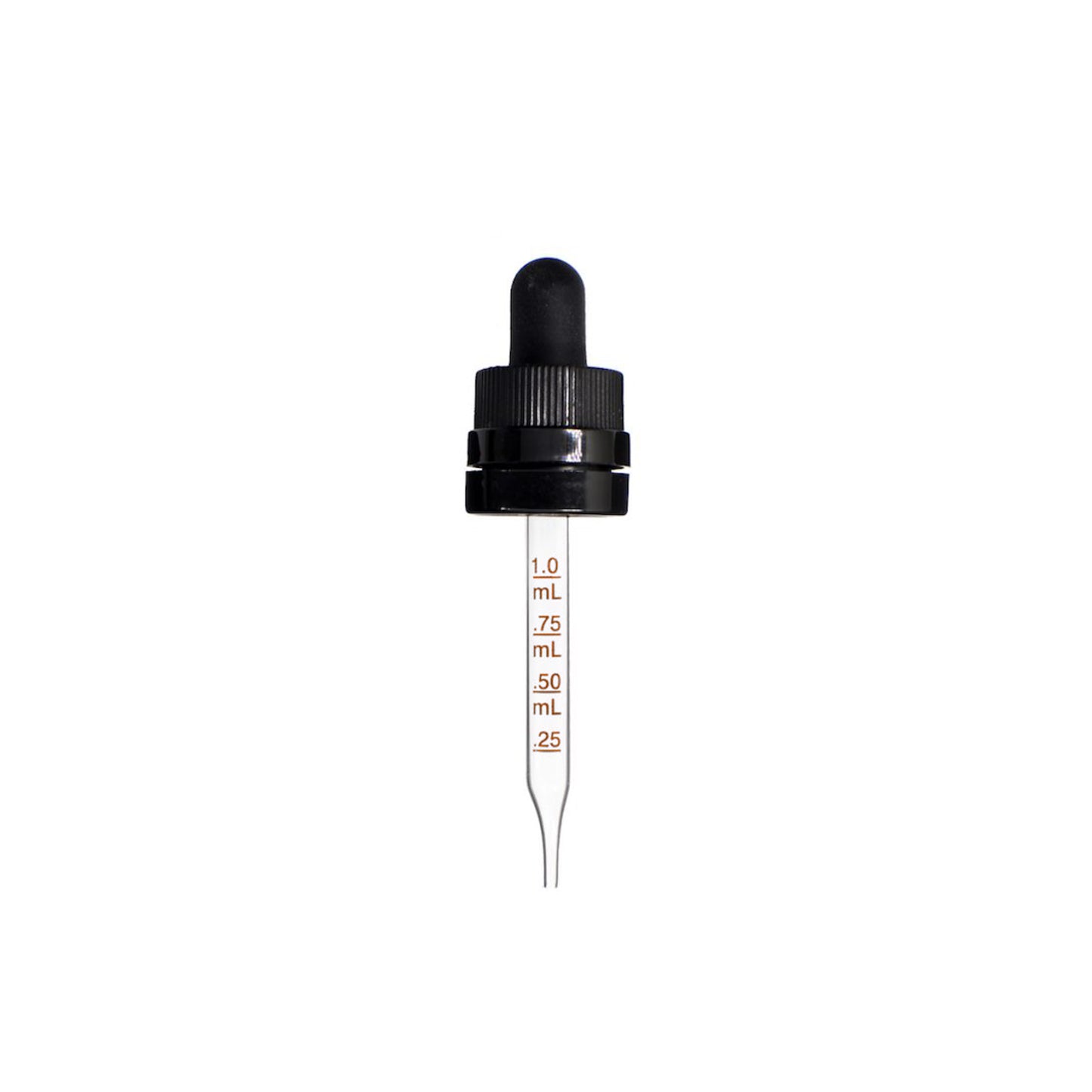 18-415 Black PP Plastic CRC and Tamper Evident Dropper with 77mm Straight Medical Graduated Glass Pipette