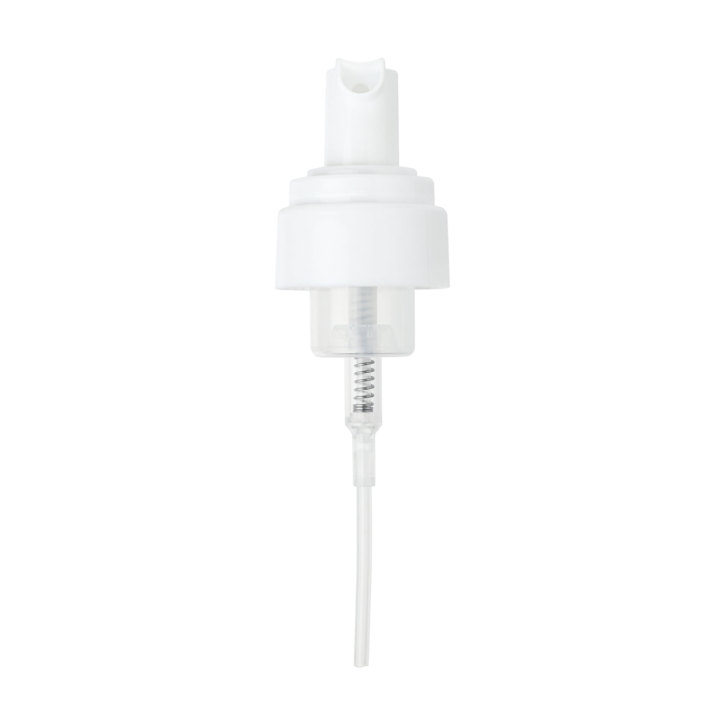 30-400 White Smooth Skirt Foamer Pump with Clear Dome Plastic Cap and 50mm Dip Tube