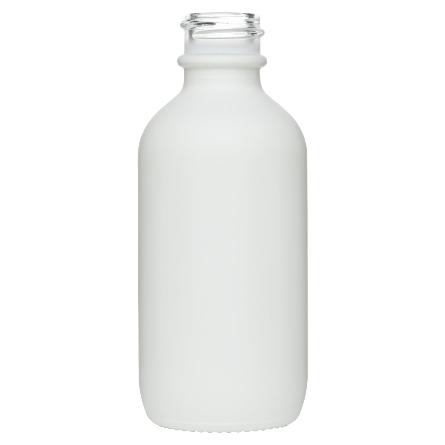 2 oz (60 ml) Matte White Glass Boston Round Bottles 20-400 Neck Finish
