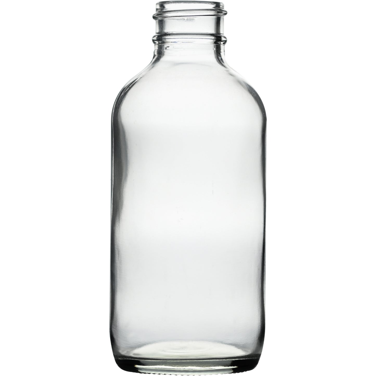 4 oz (120 ml) Clear Glass Boston Round Bottles 24-400 Neck Finish body