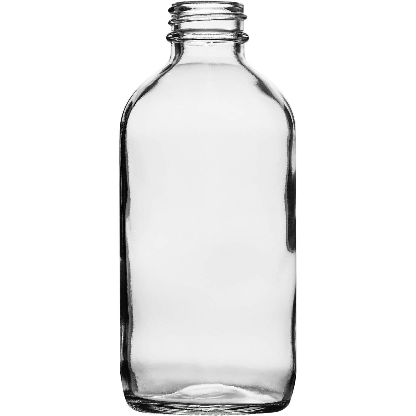 8 oz (240 ml) Clear Glass Boston Round Bottles 28-400 Neck Finish body