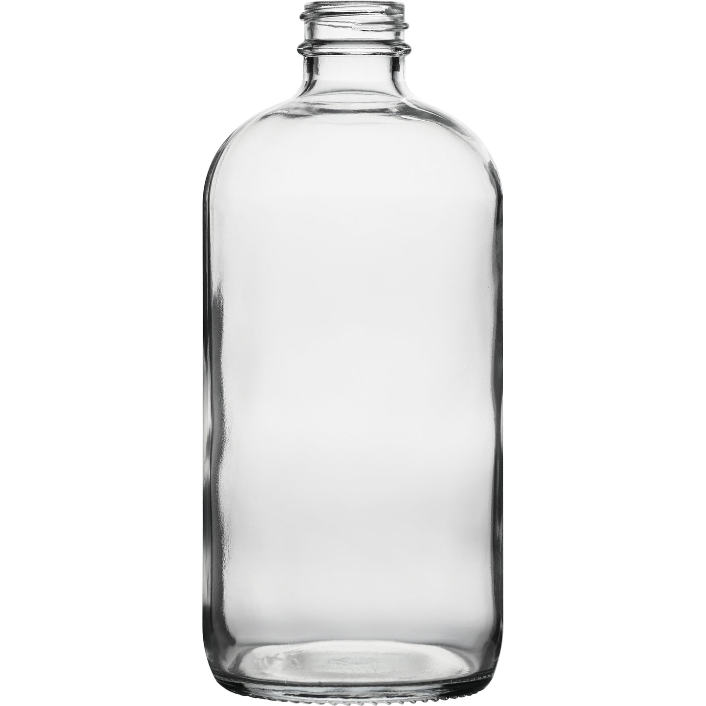16 oz (480 ml) Clear Glass Boston Round Bottles 28-400 Neck Finish body