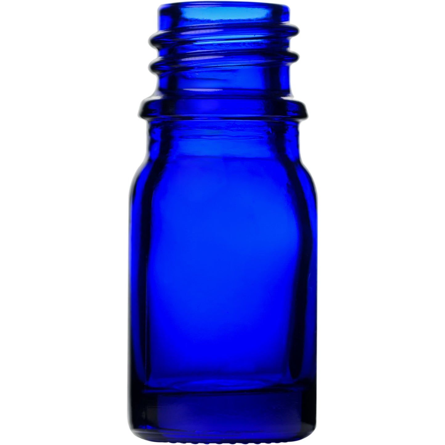0.17 oz (5 ml) Cobalt Blue Glass Euro Round Bottles 18 mm Neck Finish body