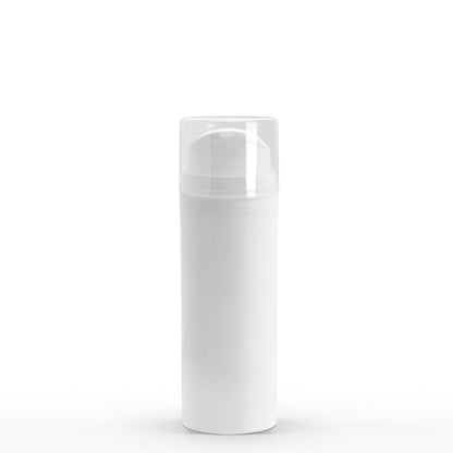 100 ml White Polypropylene Airless Pump Bottle with White Snap Cap and Clear Cap