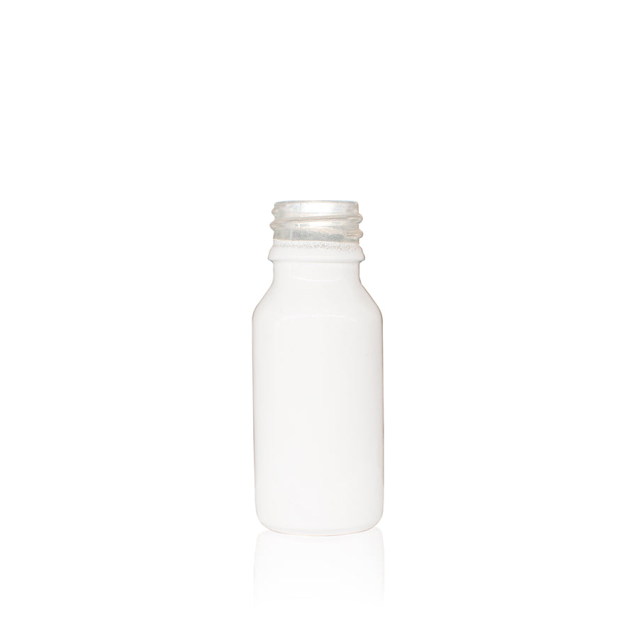 15 ml Glossy White Euro Round Glass Bottle with 18 DIN Neck Finish Glass Bottles Wholesale Bulk Packaging by FH Packaging