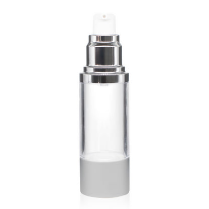 30 ml Clear Styrene Plastic Bottle with Silver Airless Pump and Cap (Set) Cosmetic Wholesale Bulk Packaging FH packaging