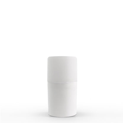 50 ml White Polypropylene Airless Pump Bottle with White Snap Cap and Clear Cap