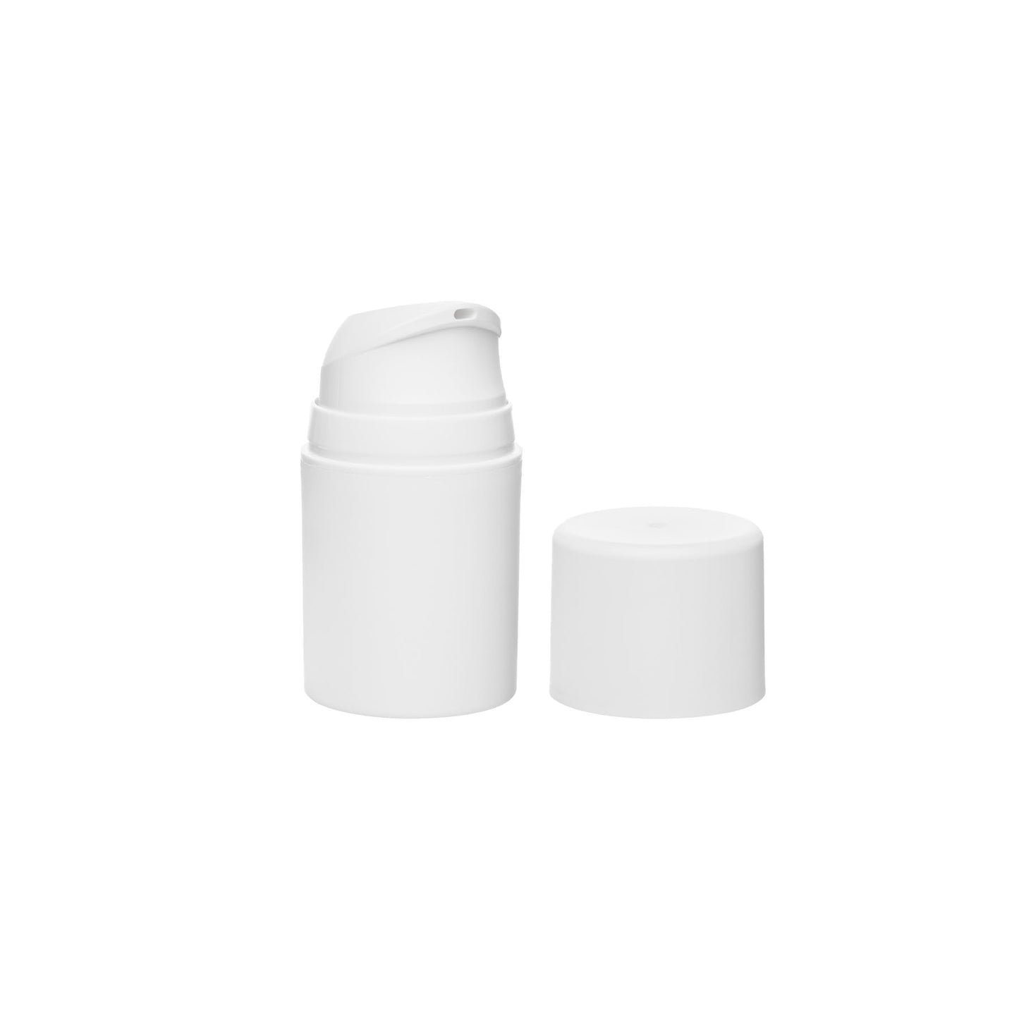 50ml Matte White PP Plastic Airless Bottles with 48mm Matte White Airless Pump & Overcap