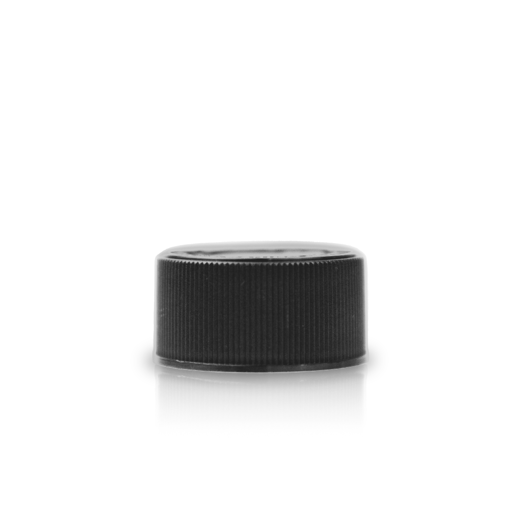 28-400 Black Child-Resistant Screw Top Cap with PDT Instructions PE Liner-1