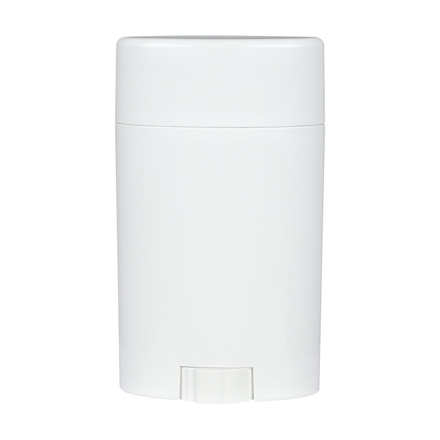 75g Oval White PP Plastic Deodorant Stick with White Flat Top Cap, cap on