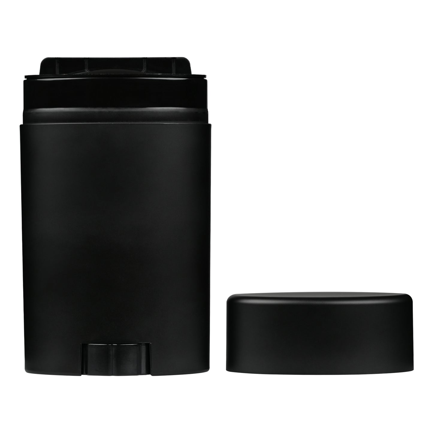 75g Oval Matte Black PP Plastic Deodorant Stick with removed Matte Black Flat Top Cap