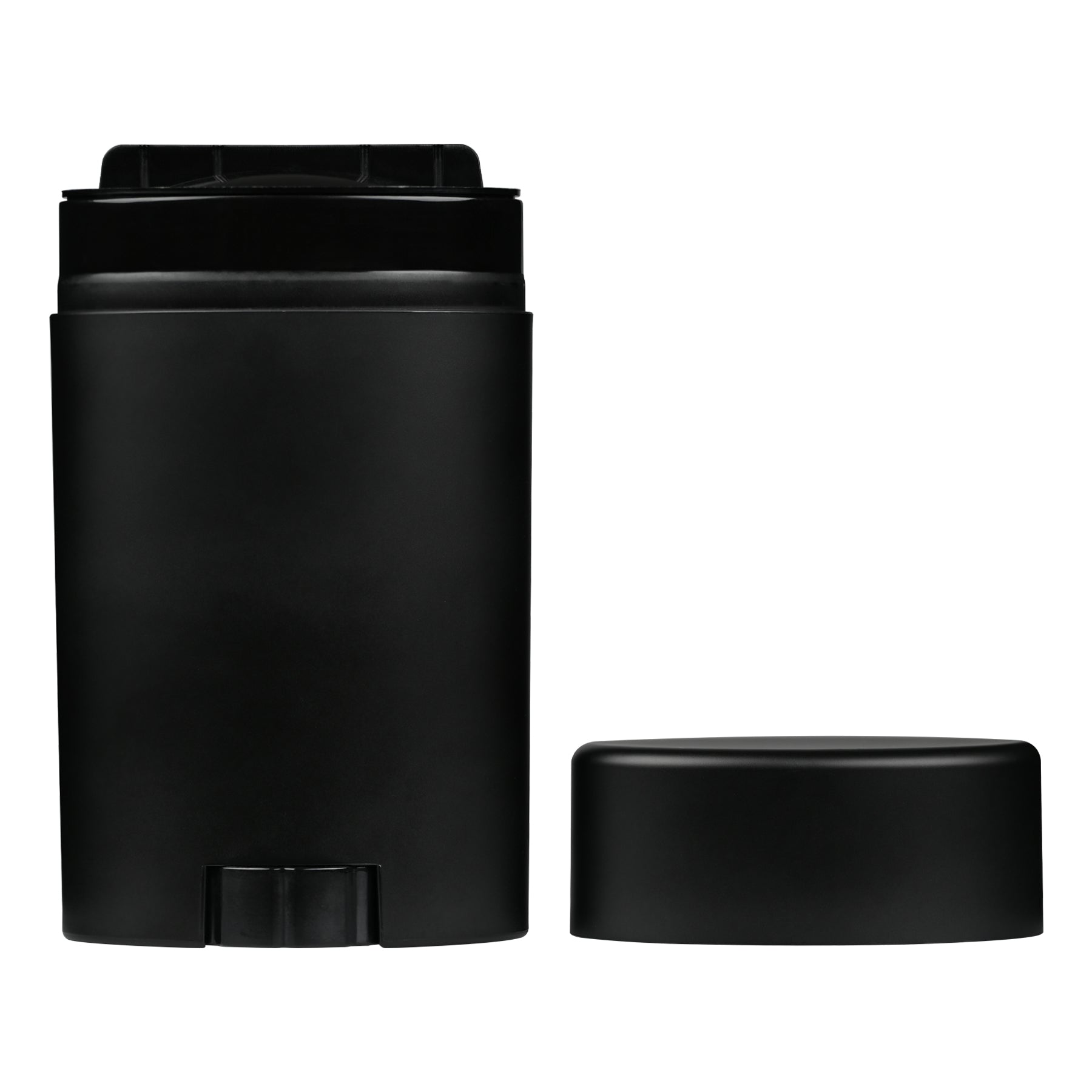 75g Oval Matte Black PP Plastic Deodorant Stick with removed Matte Black Flat Top Cap