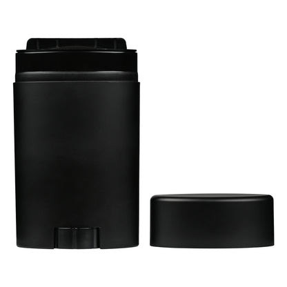75g Oval Matte Black PP Plastic Deodorant Stick with removed Matte Black Flat Top Cap
