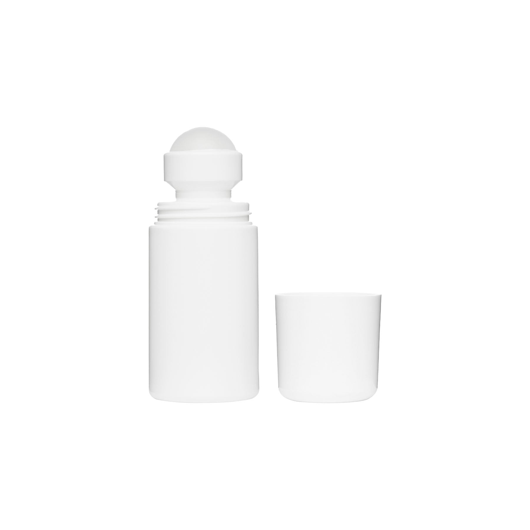 2 oz White HDPE Roll-on Bottle w/ PP Plastic Cap and PP Plastic Roller Ball