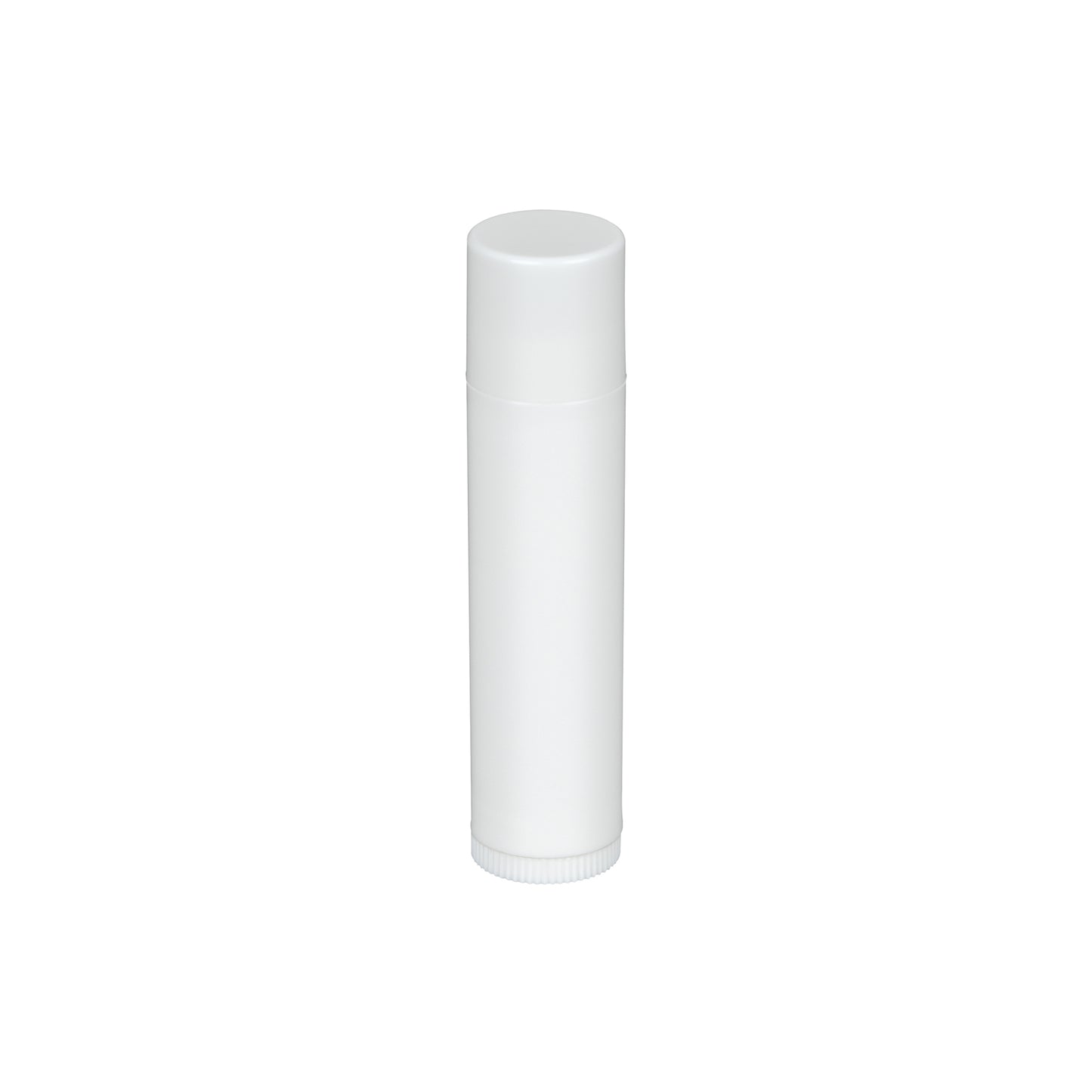 0.15 oz White PP Plastic Round Lip Balm tube with White Flat Press On Cap