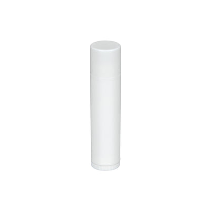0.15 oz White PP Plastic Round Lip Balm tube with White Flat Press On Cap