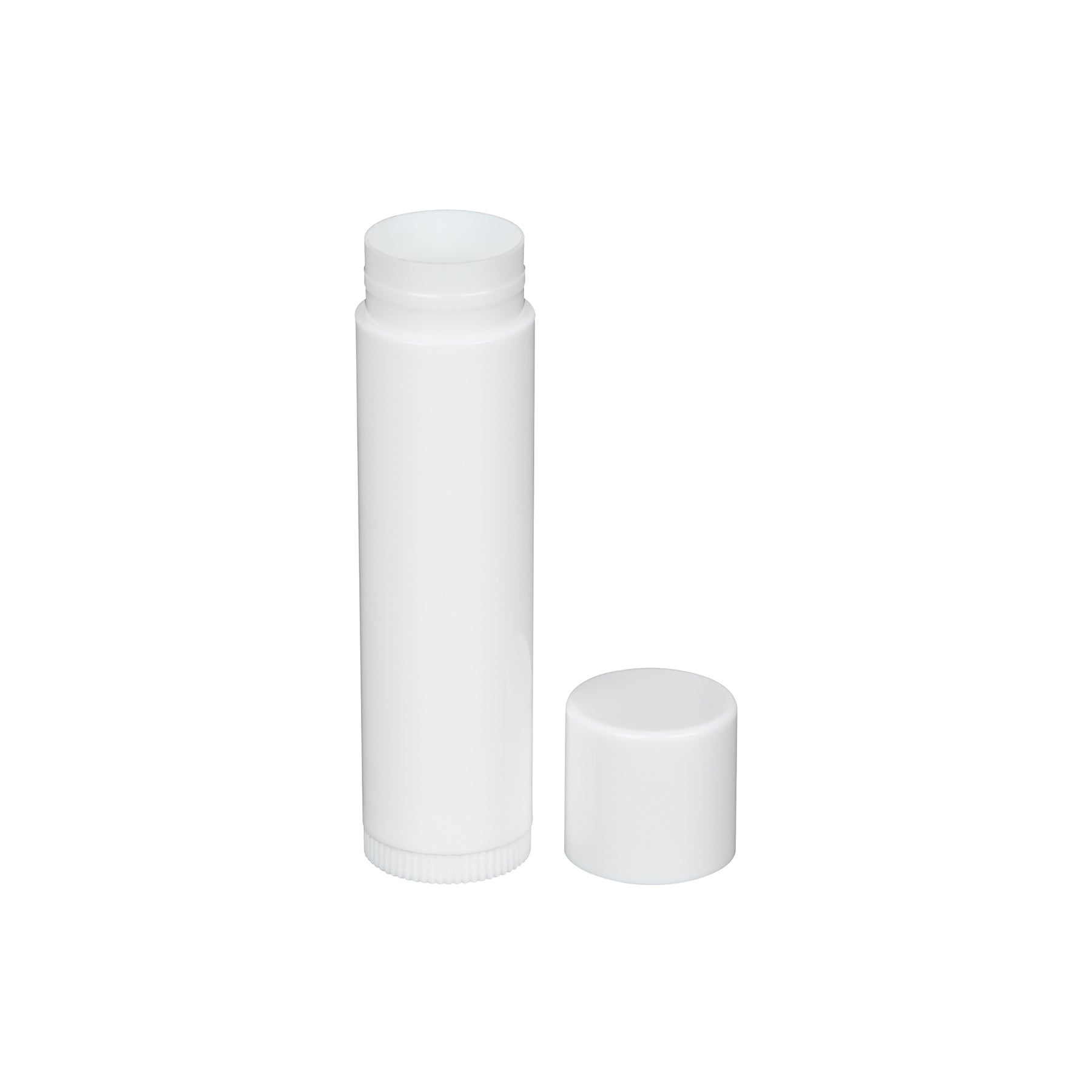 0.15 oz White PP Plastic Round Lip Balm tube with White Flat Press On Cap