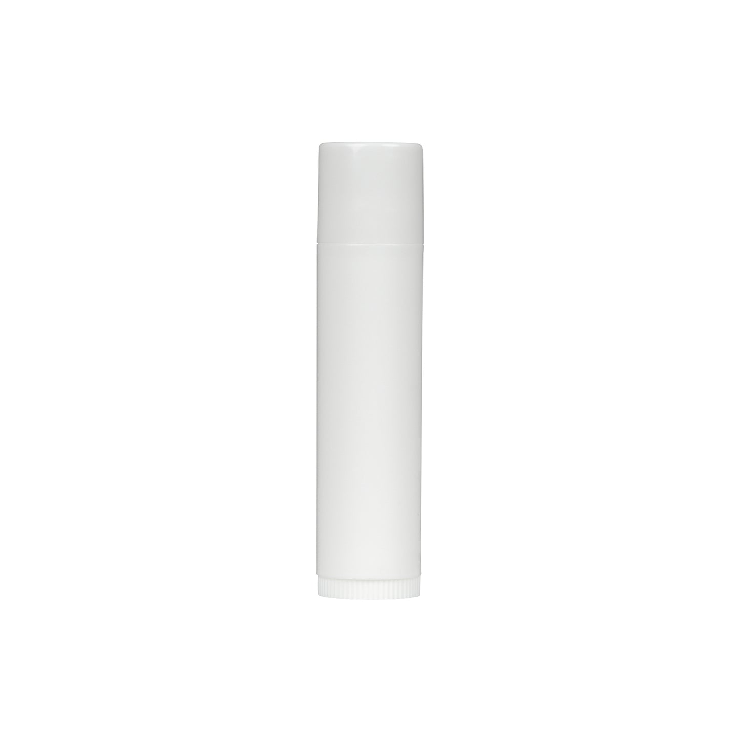 0.15 oz White PP Plastic Round Lip Balm tube with White Flat Press On Cap
