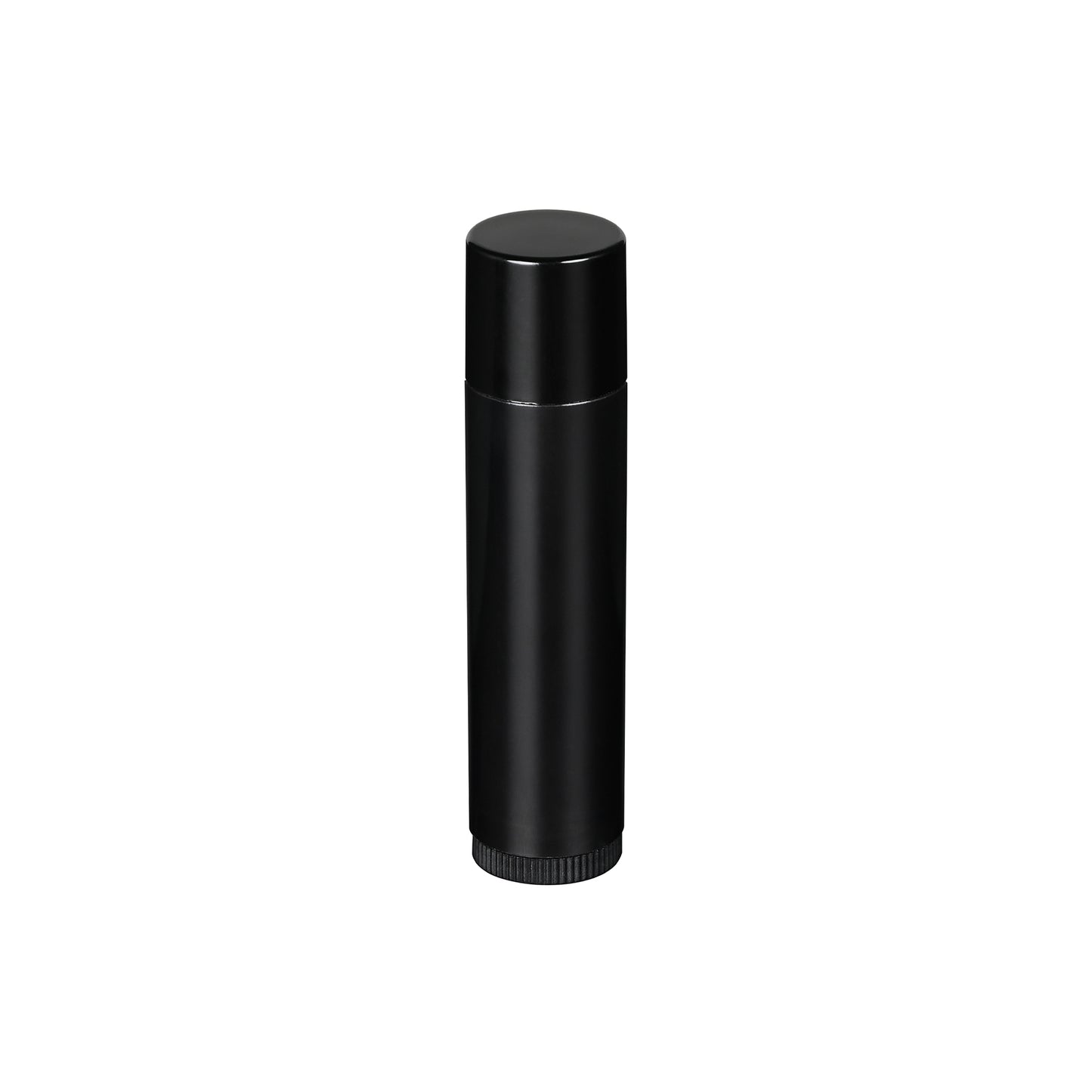 0.15 oz Black PP Plastic Round Lip Balm Tube with Black Flat Press On Cap