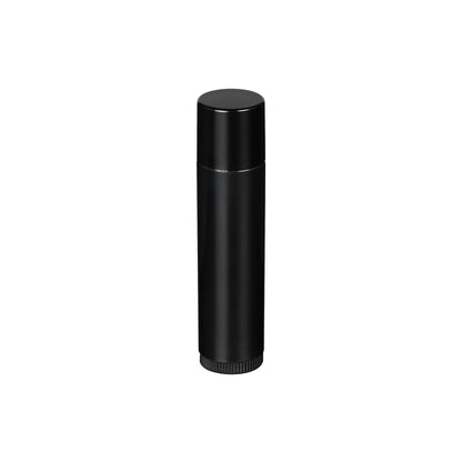 0.15 oz Black PP Plastic Round Lip Balm Tube with Black Flat Press On Cap