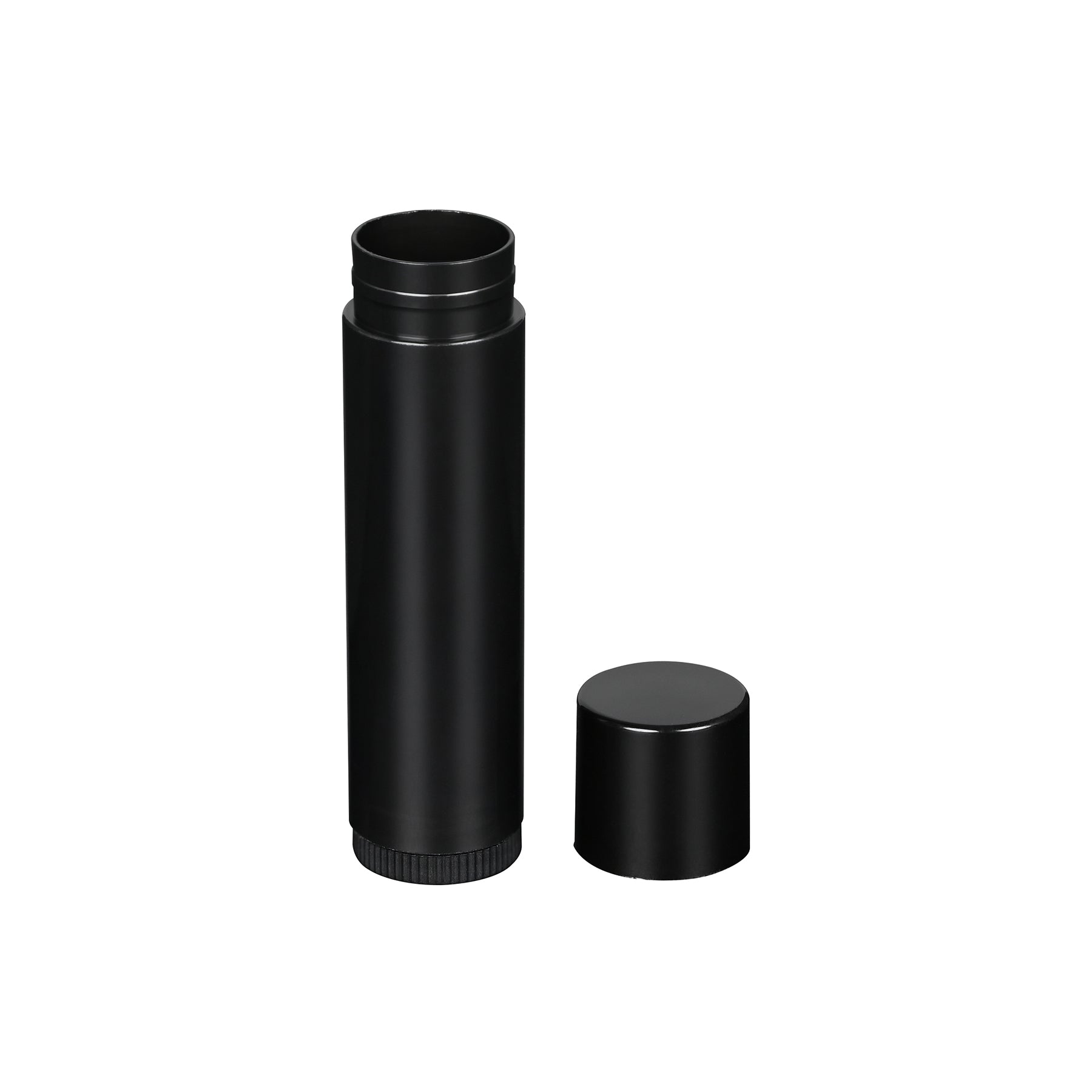 0.15 oz Black PP Plastic Round Lip Balm Tube with Black Flat Press On Cap