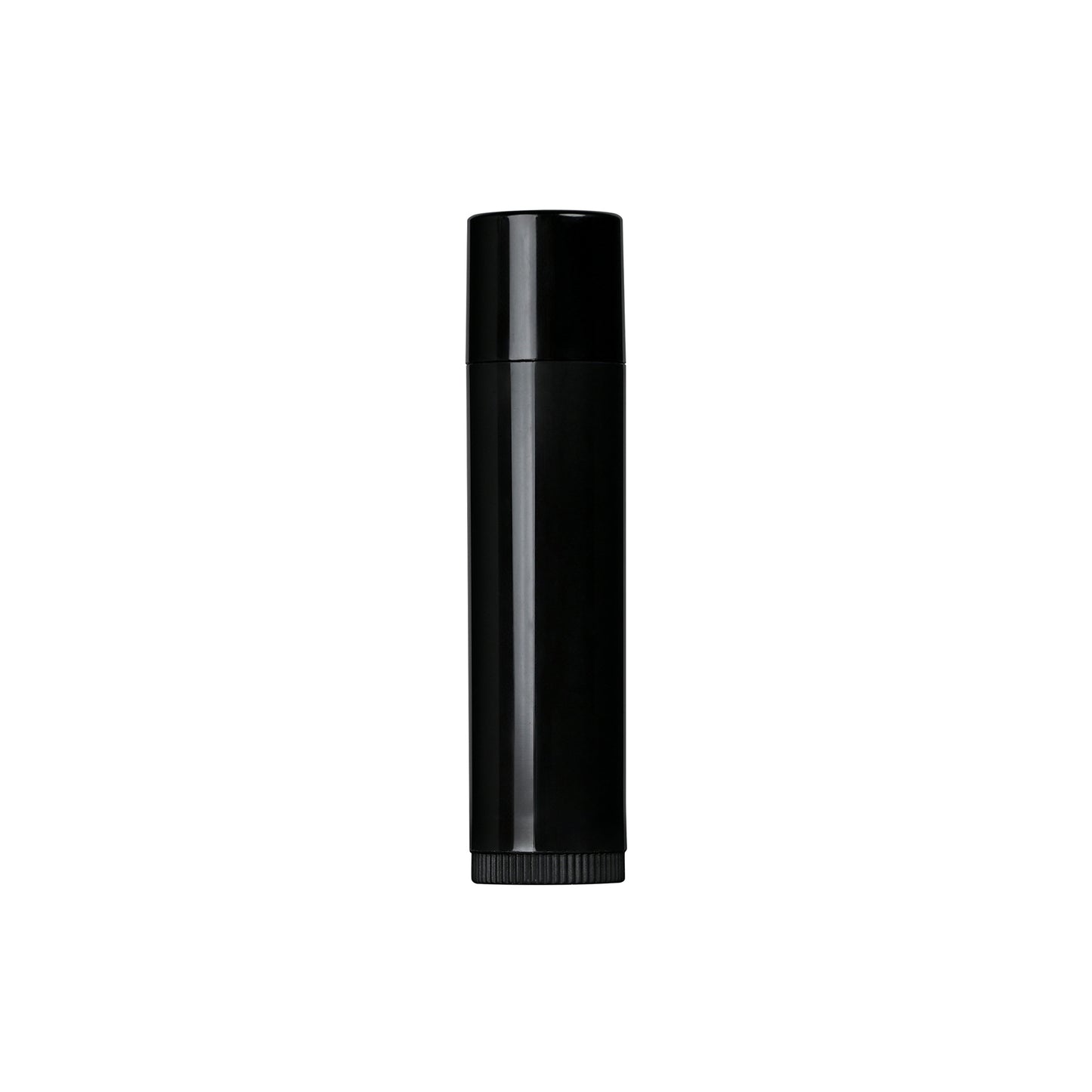 0.15 oz Black PP Plastic Round Lip Balm Tube with Black Flat Press On Cap