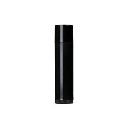 0.15 oz Black PP Plastic Round Lip Balm Tube with Black Flat Press On Cap