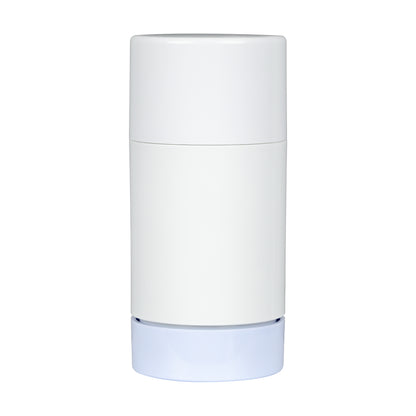 50g White Plastic Twist Up Solid Stick with White Screw Cap & Disc, cap on
