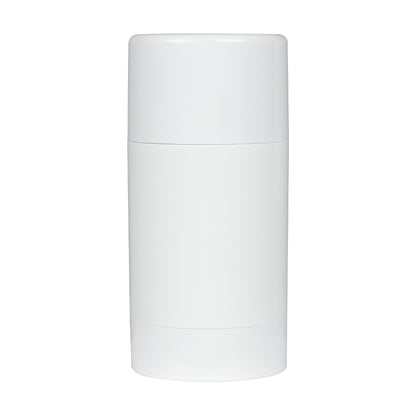 75g White Plastic Twist Up Solid Stick with White Screw Cap & Disc, cap on