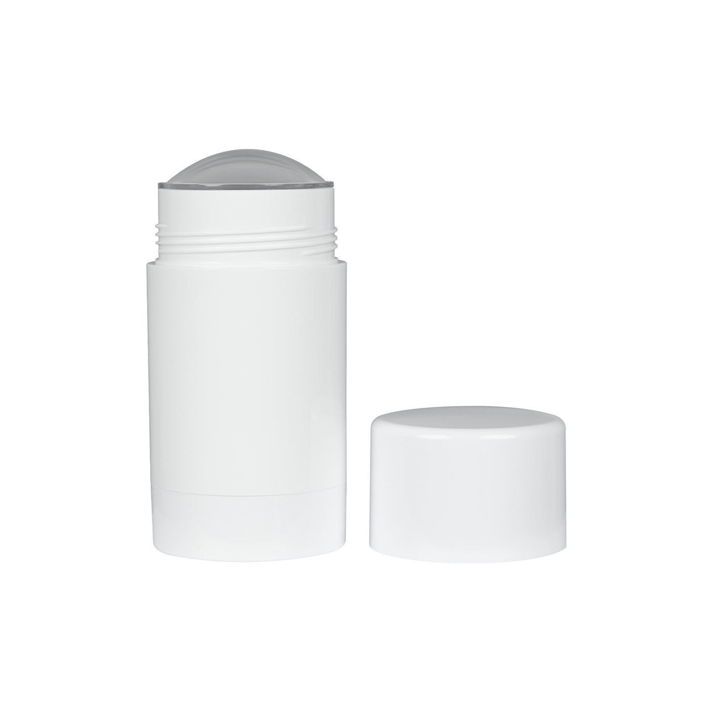 75g White Plastic Twist Up Solid Stick with White Screw Cap & Disc