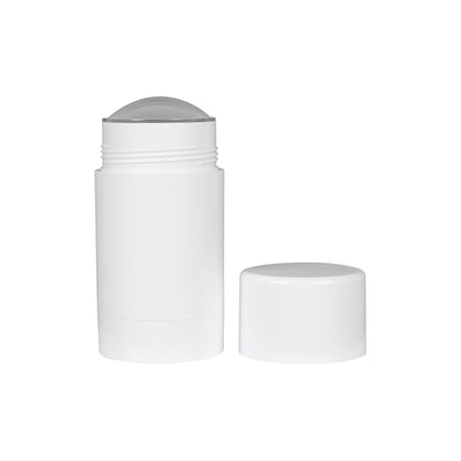 75g White Plastic Twist Up Solid Stick with White Screw Cap & Disc
