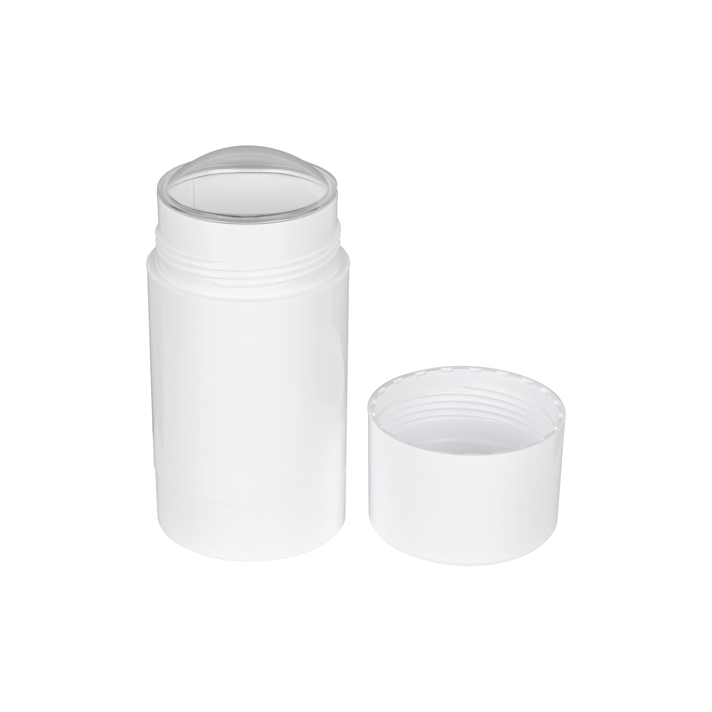 75g White Plastic Twist Up Solid Stick with White Screw Cap & Disc
