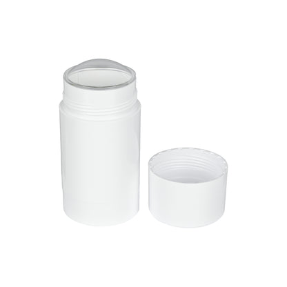 75g White Plastic Twist Up Solid Stick with White Screw Cap & Disc