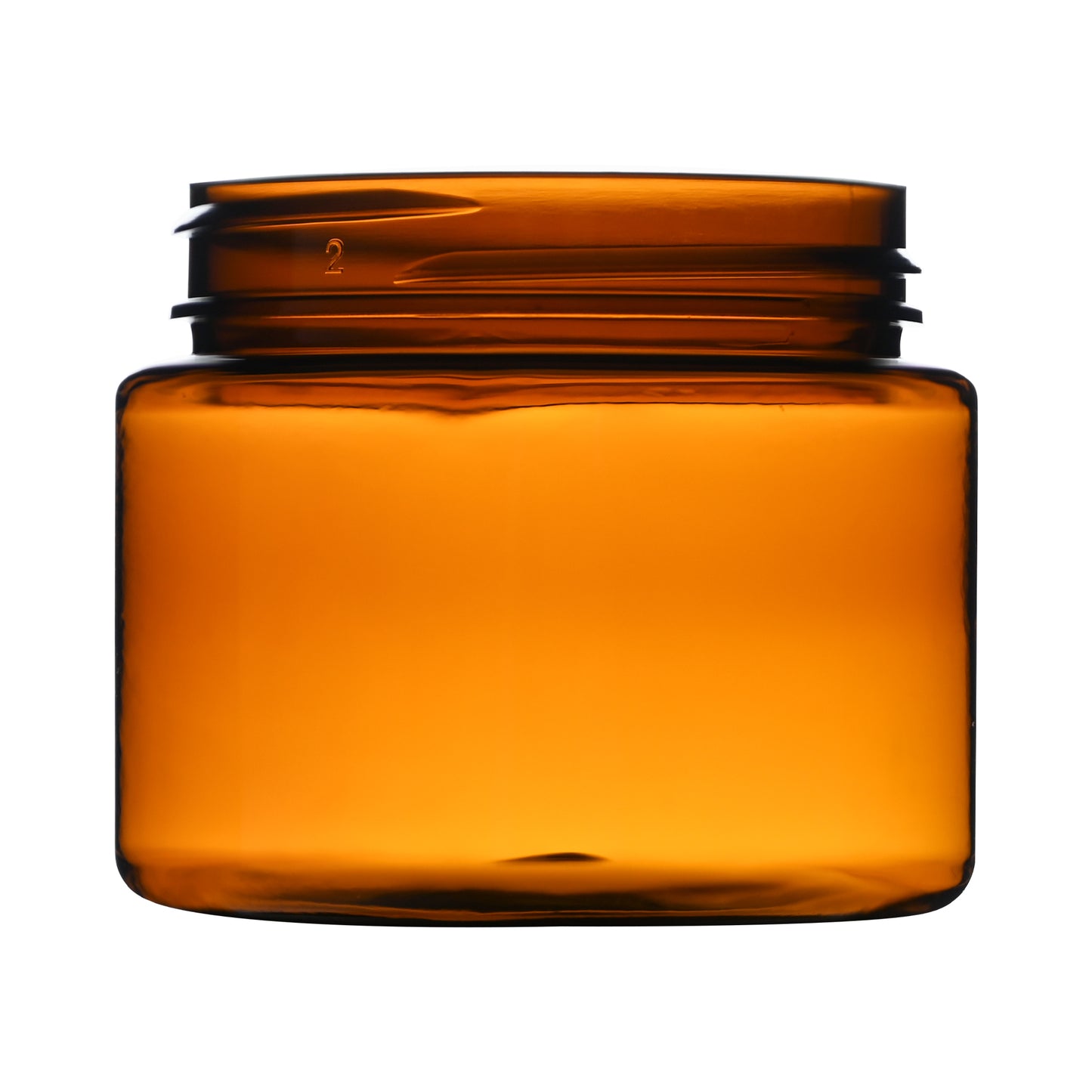 2 oz Amber PET Straight Sided Jars 48-400 Neck Finish side view
