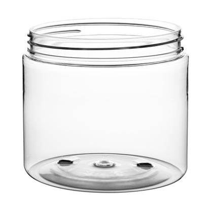 16 oz Clear PET Straight Sided Jars 89-400 Neck Finish tilted view
