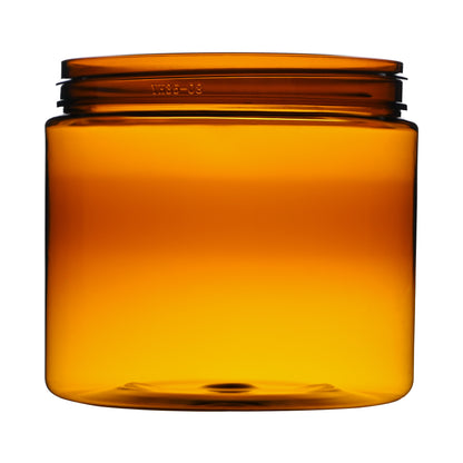 16 oz Amber PET Straight Sided Jars 89-400 Neck Finish side view