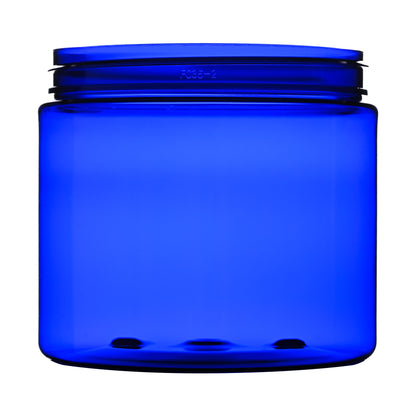 16 oz Cobalt Blue PET Straight Sided Jars 89-400 Neck Finish side view