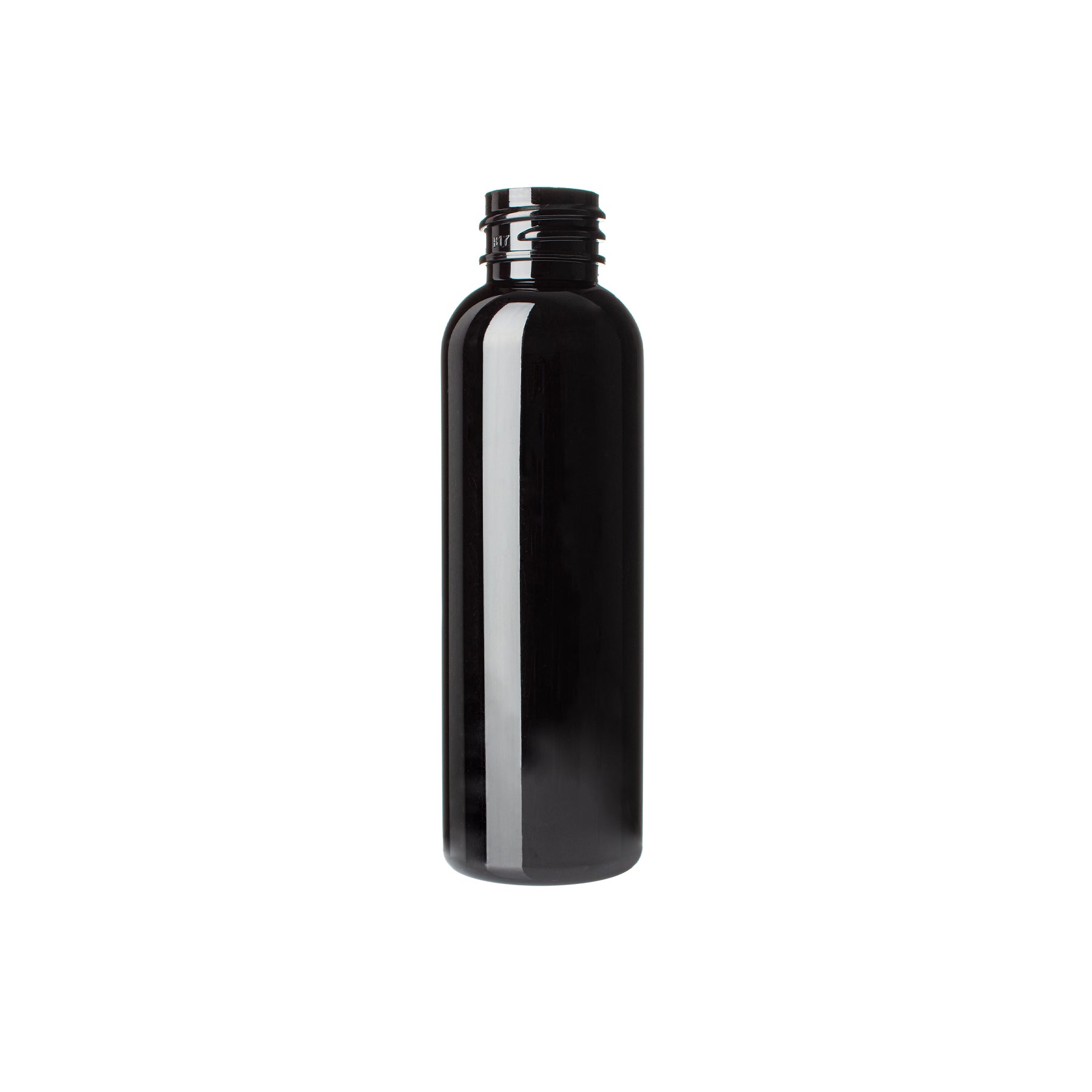 2 oz Black PET Cosmo Round Bottle 20-410 Neck Finish