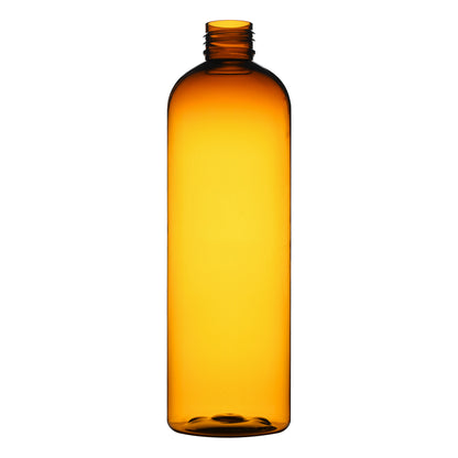 12 oz Amber PET Bullet Round Bottle 24-410 Neck Finish side view