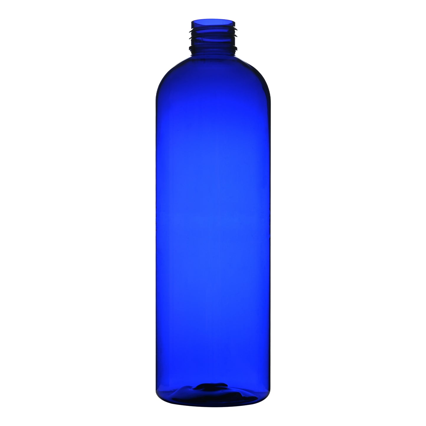 12 oz Cobalt Blue PET Bullet Round Bottle 24-410 Neck Finish