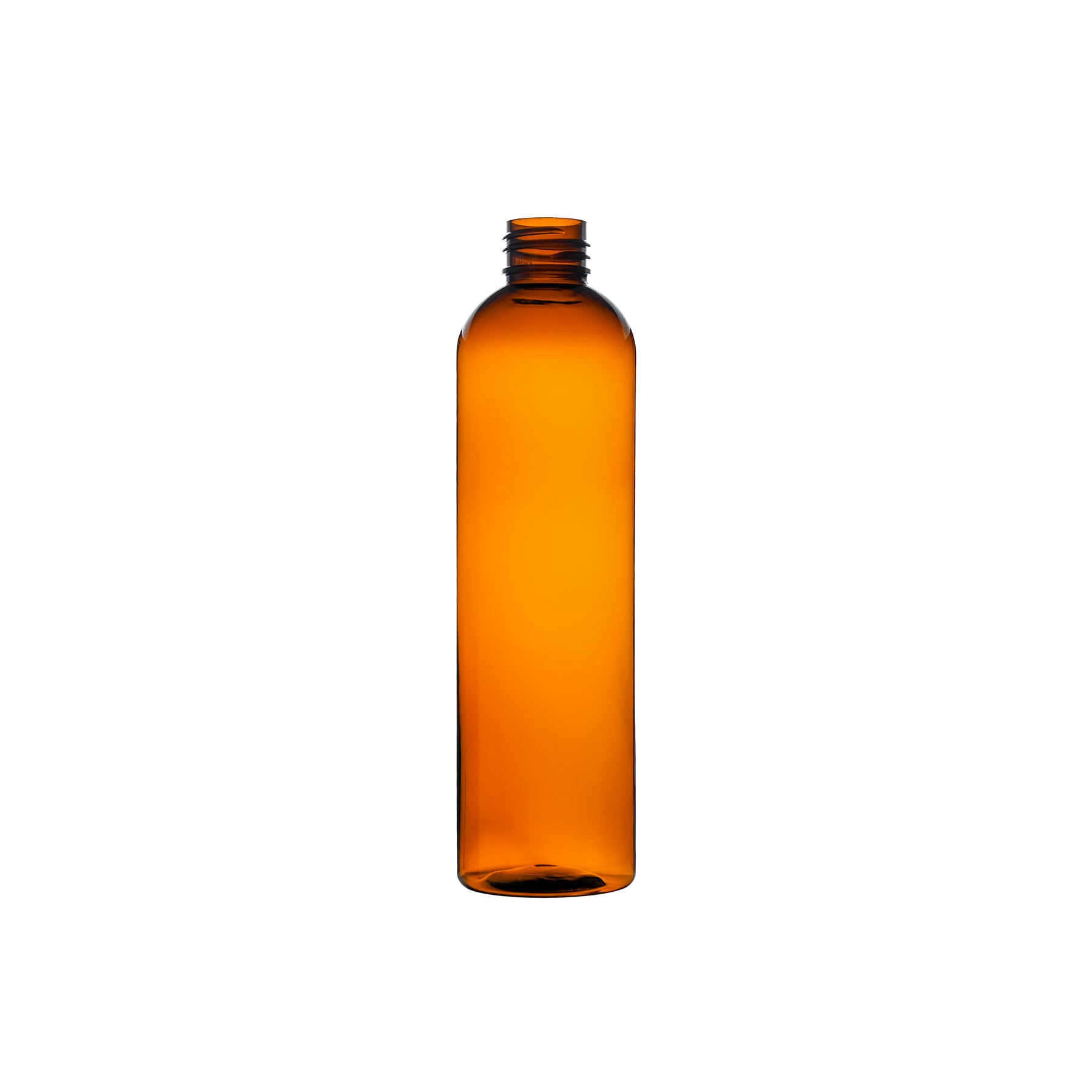 8 oz Amber PET Cosmo Round Bottle 24-410 Neck Finish